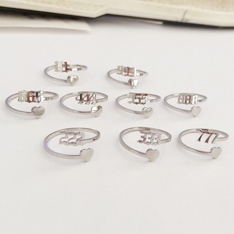Stainless Steel Lucky Digital Auspicious Knuckle Rings