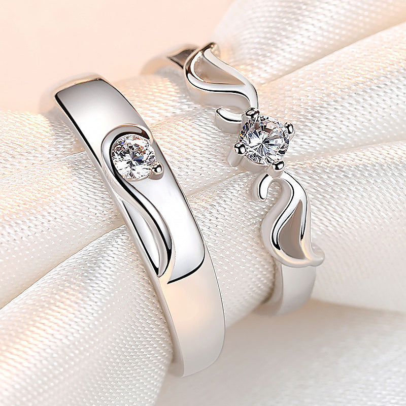 Opening Couple Female Diamond Angel Marriage Rings