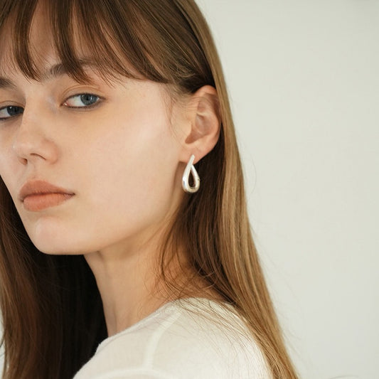 Niche Design Sier Lines Ear Clips Earrings