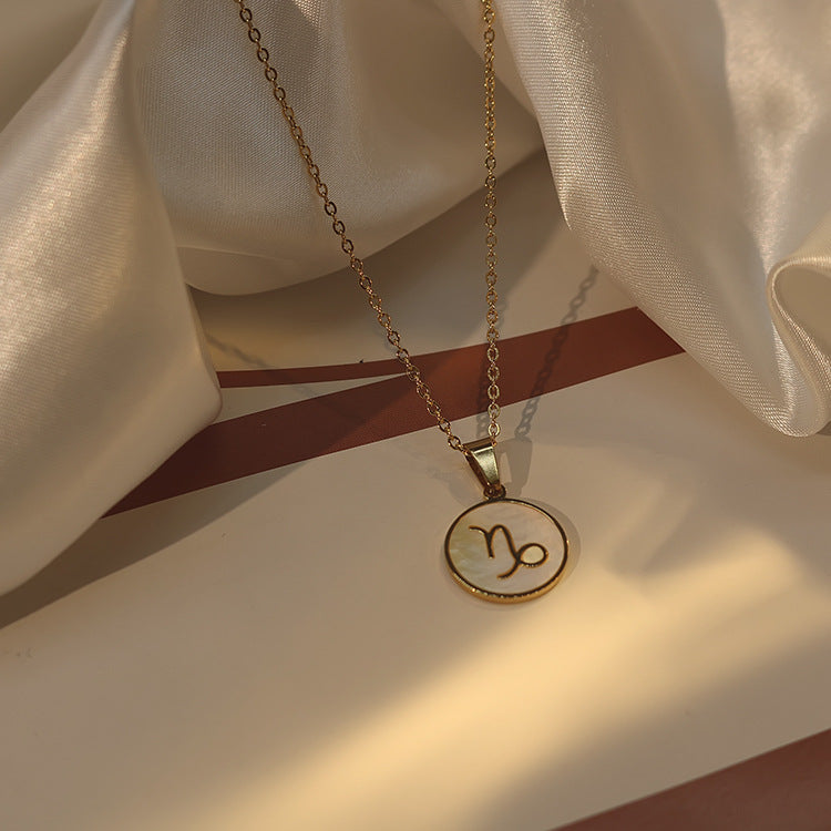 Women's Constellation White Sea Shell Stainless Steel Pendants