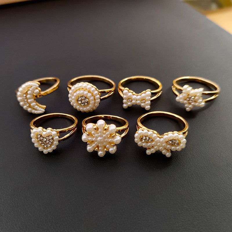 Gold-plated African Plastic Pearl Accessories More Rings