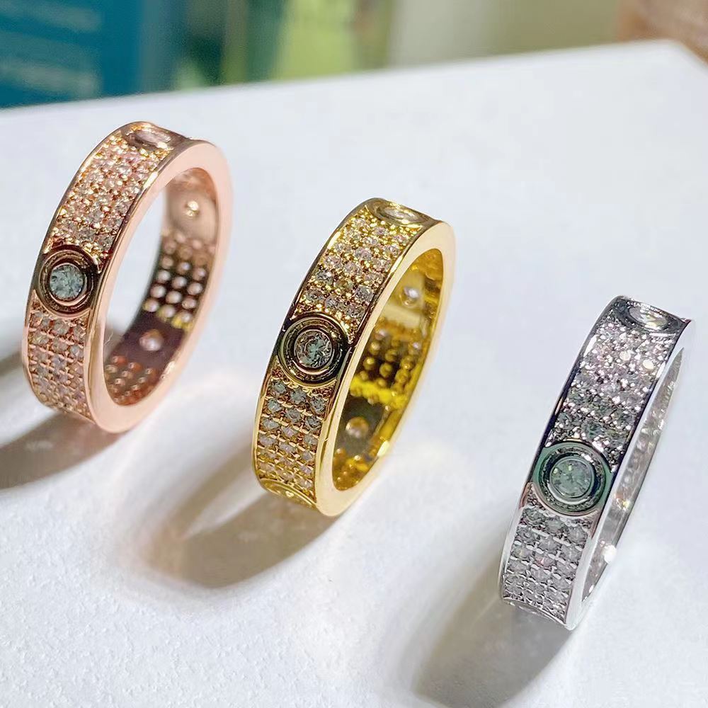 Women's & Men's Starry Three-row Drill Couple Rose Gold Rings