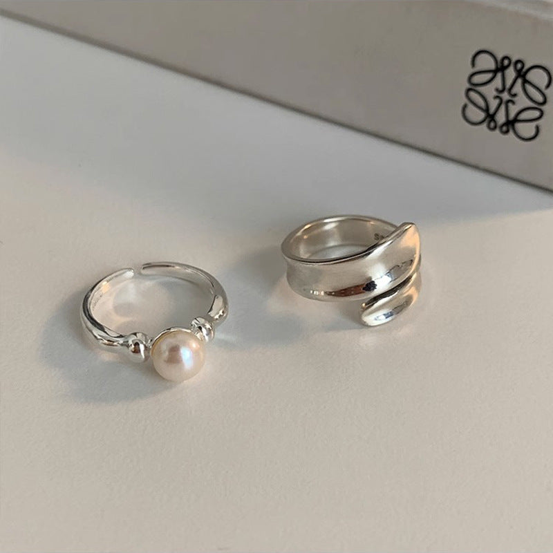 Women's Light Luxury Minority Design Pearl Unique Cross Index Finger Rings