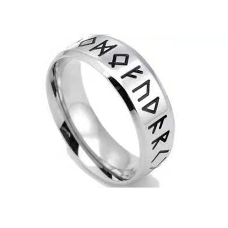 Men's Titanium Steel Viking Text Stainless Personality Rings