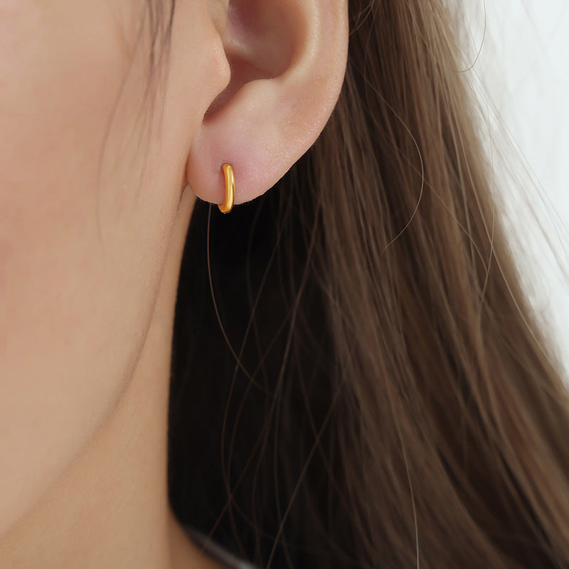 Big Circle Temperament Titanium Steel Gold Personalized Earrings