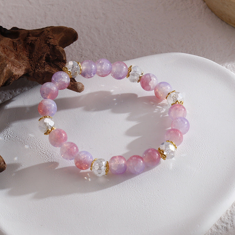 Clothing Glass Floral Beads Fresh Pastoral Tourist Attractions Elastic Bracelets