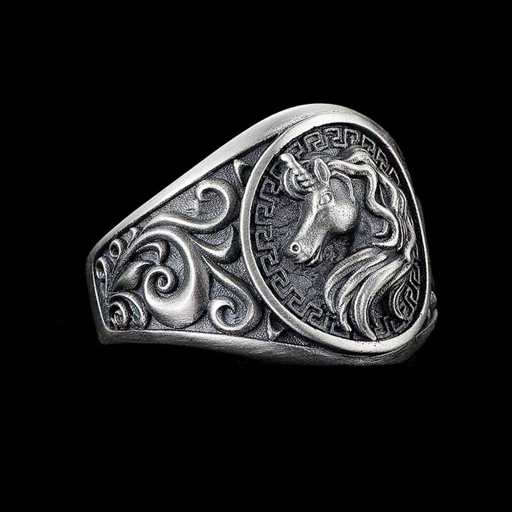 Men's Unicorn Trendy Hip Hop Cool Retro Index Rings