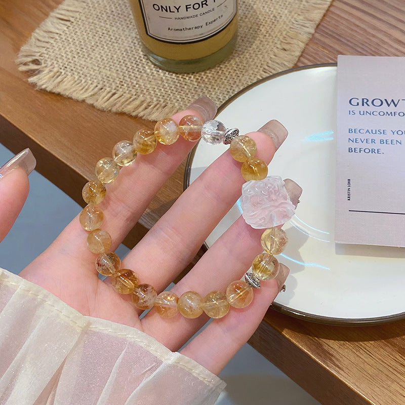 Style Retro Artistic Ethnic Yellow Tower Crystal National Fashion Bracelets