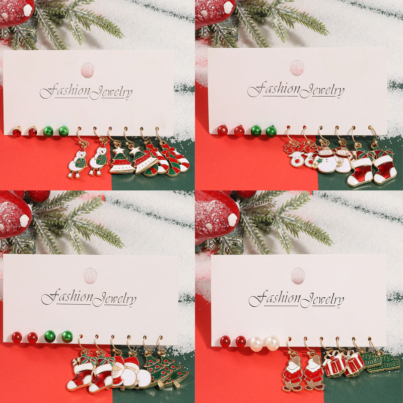 Women's Suit Cartoon Dripping Elk Santa Claus Earrings
