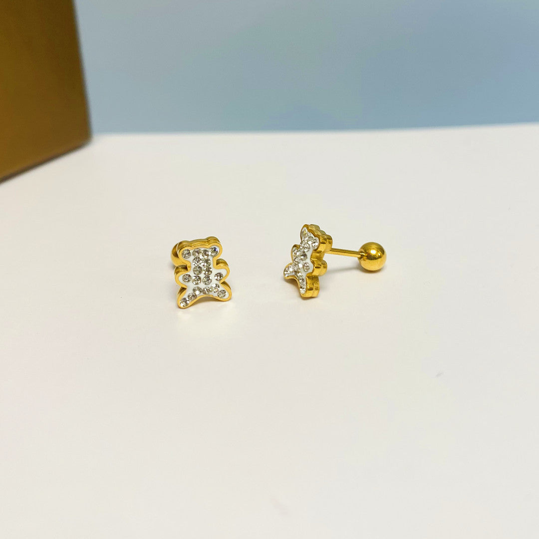 Women's Simple Small Golden Ear Bone Titanium Rings