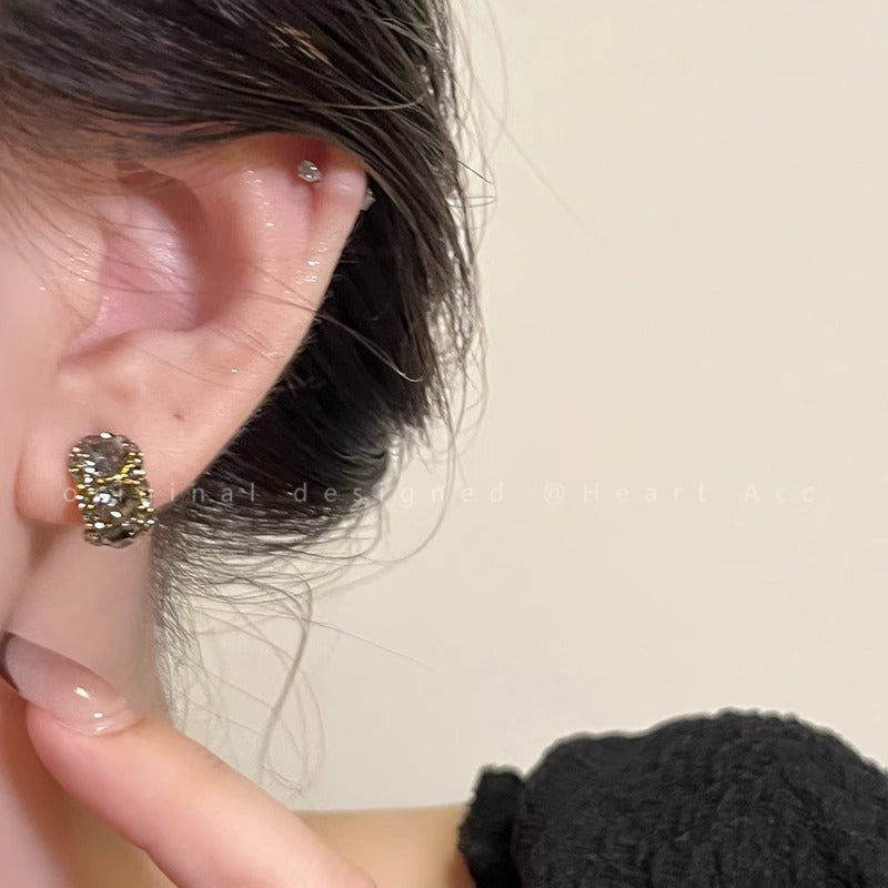 Purple Pink Diamond Shaped Niche Retro Sense Earrings