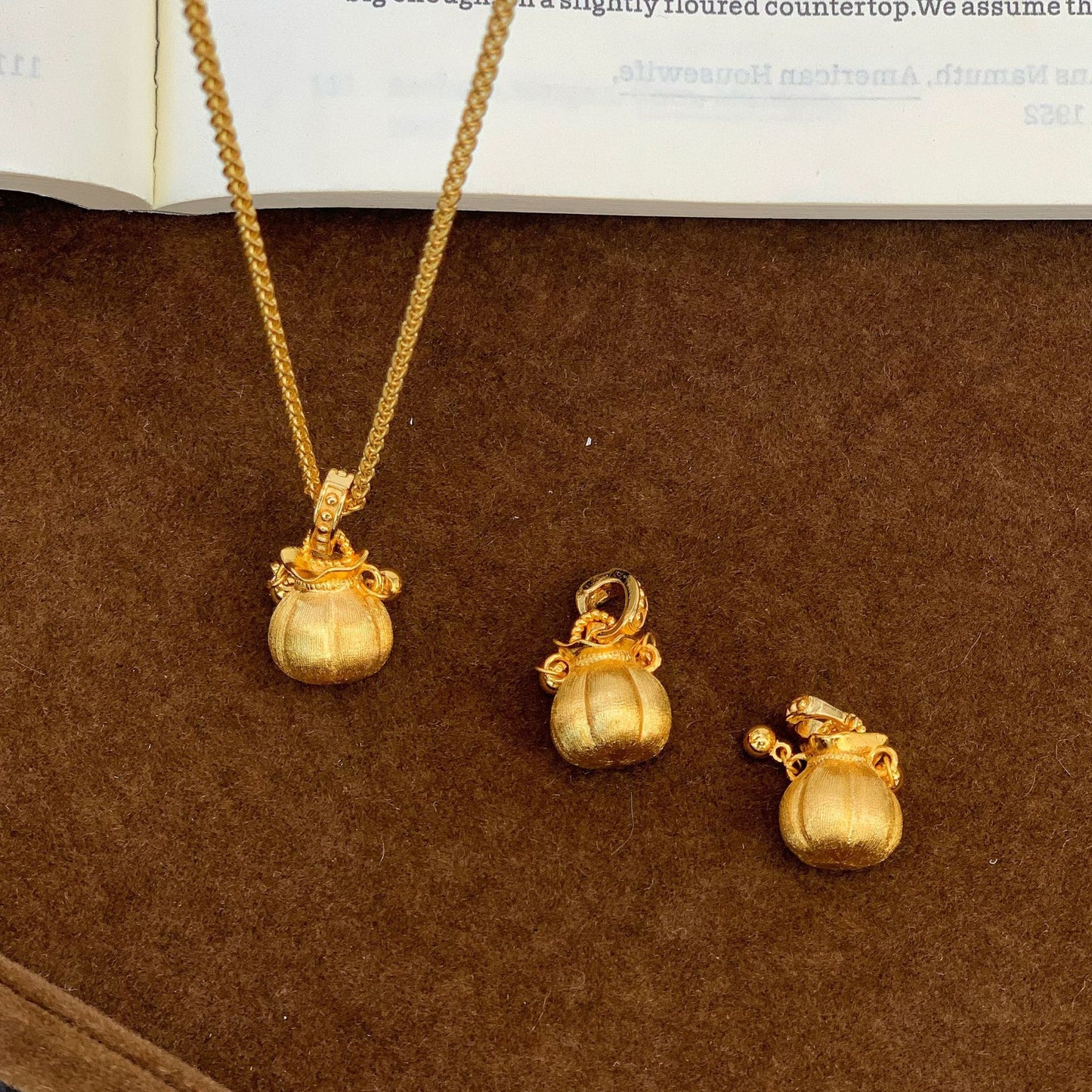 Gold Plating Strong Color Retention Lucky Bag Chinese Brushed Temperament Pendant