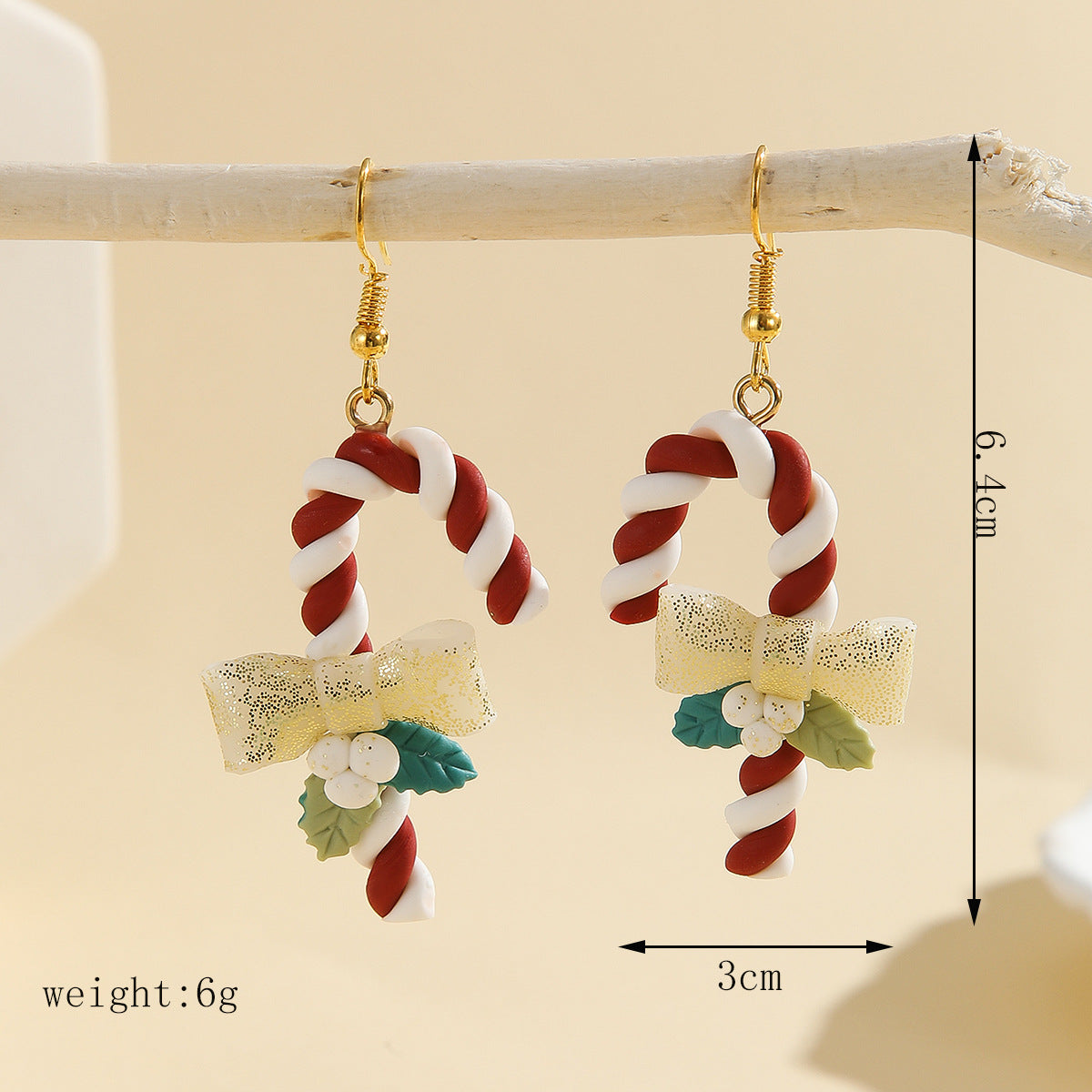 Handmade Polymer Red Santa Claus Clay Cute Earrings