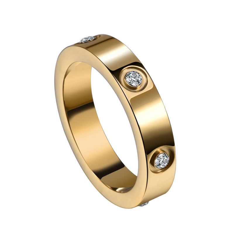 Titanium Female Simple Fashion Personality Style Gold Index Rings