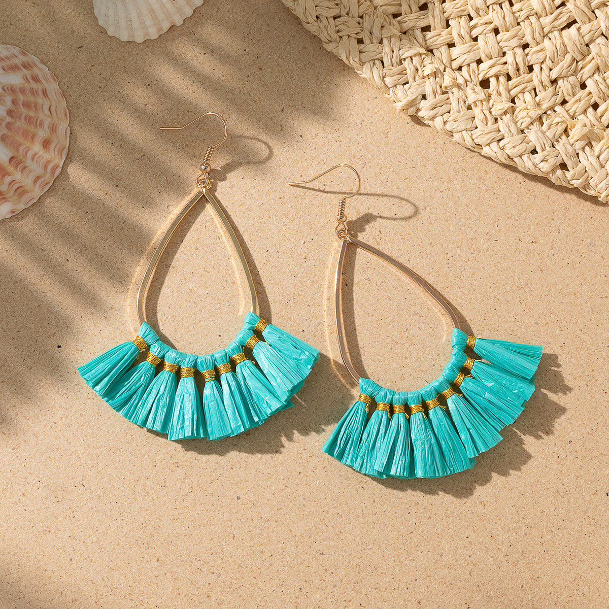 Women's Style Woven Raffia Design Sense Niche Earrings