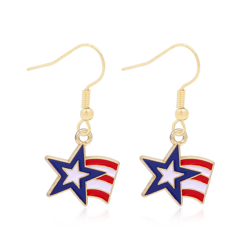 Alloy Dripping Oil Stars Stripes National Rings