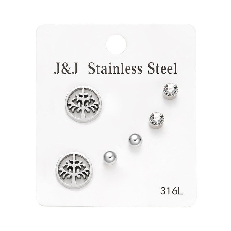 Pairs Heart Shape With Diamond Combination Earrings