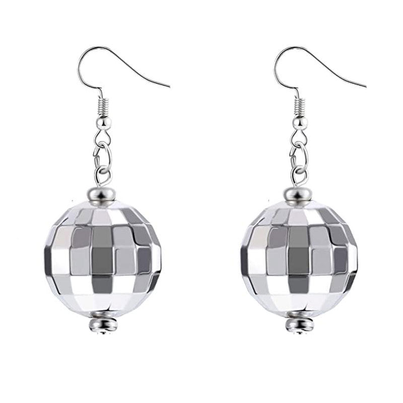 Punk Disco Ball Glossy Ear Hook Fashion Lady Earrings