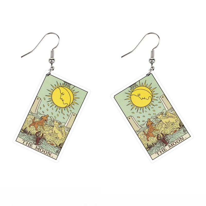 Acrylic Printing Double-sided Vintage Tarot Designer Earrings