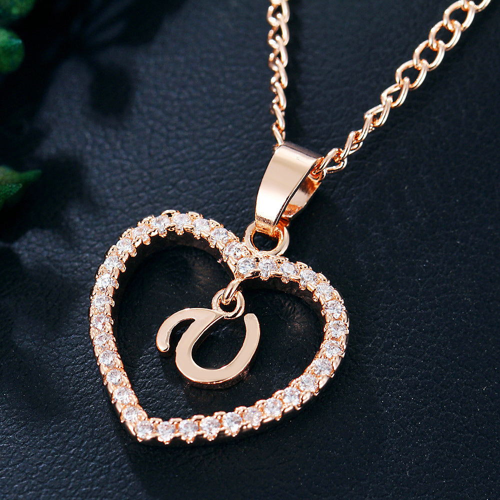 Letter Heart-shaped Zircon Jewelry Clavicle Chain Necklaces