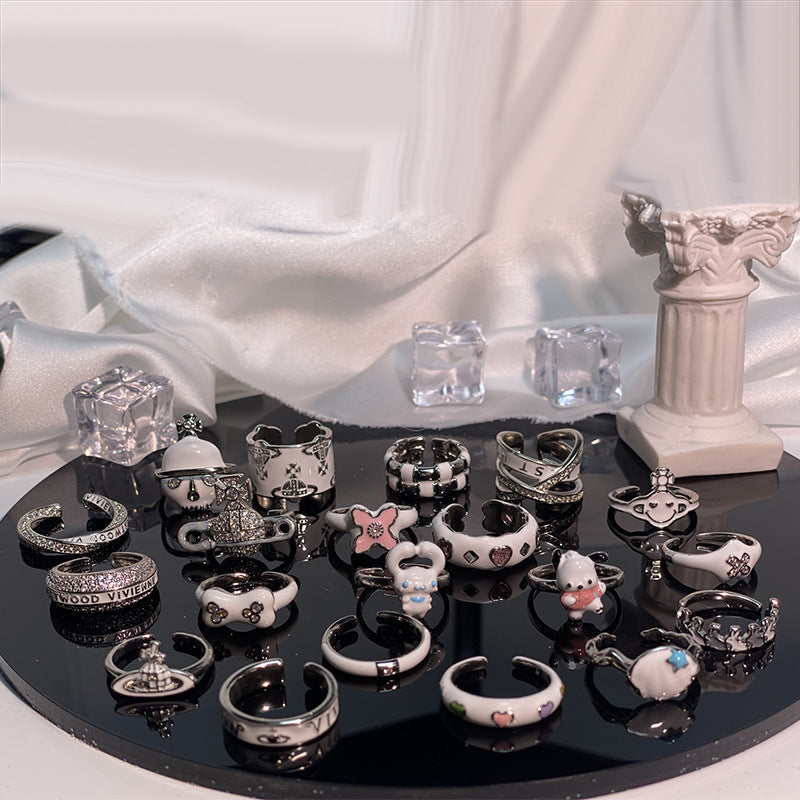 Cream Style Niche Design Personality Cartoon Creative Rings