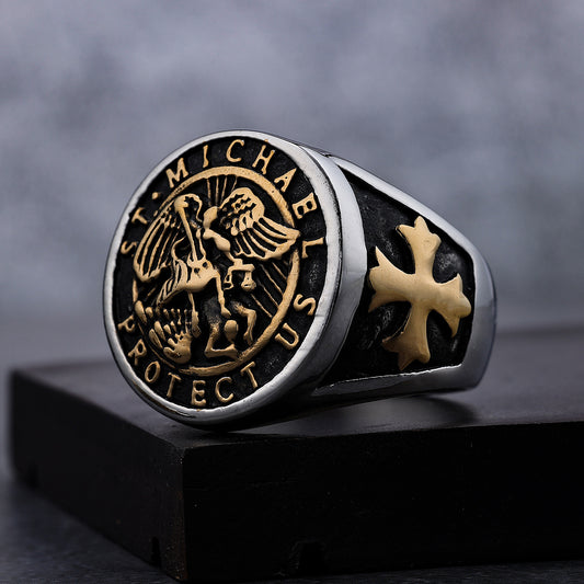 Men's Retro Archangel Titanium Steel Stainless Rings