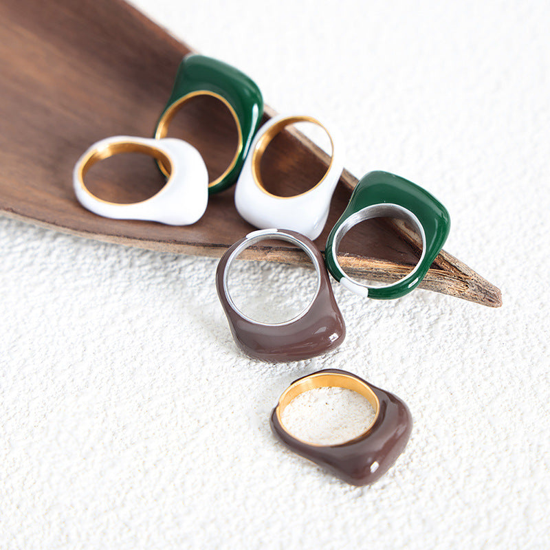 Retro Round Morandi Color Fresh Simple Rings