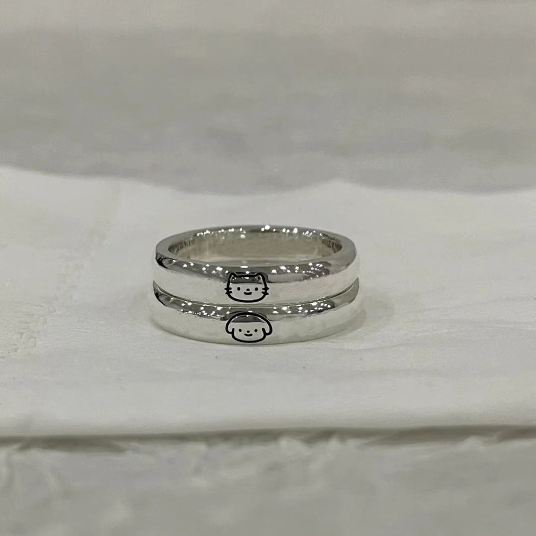 Women's & Men's Iti Puppy Kitty Cartoon Pattern Hello Rings