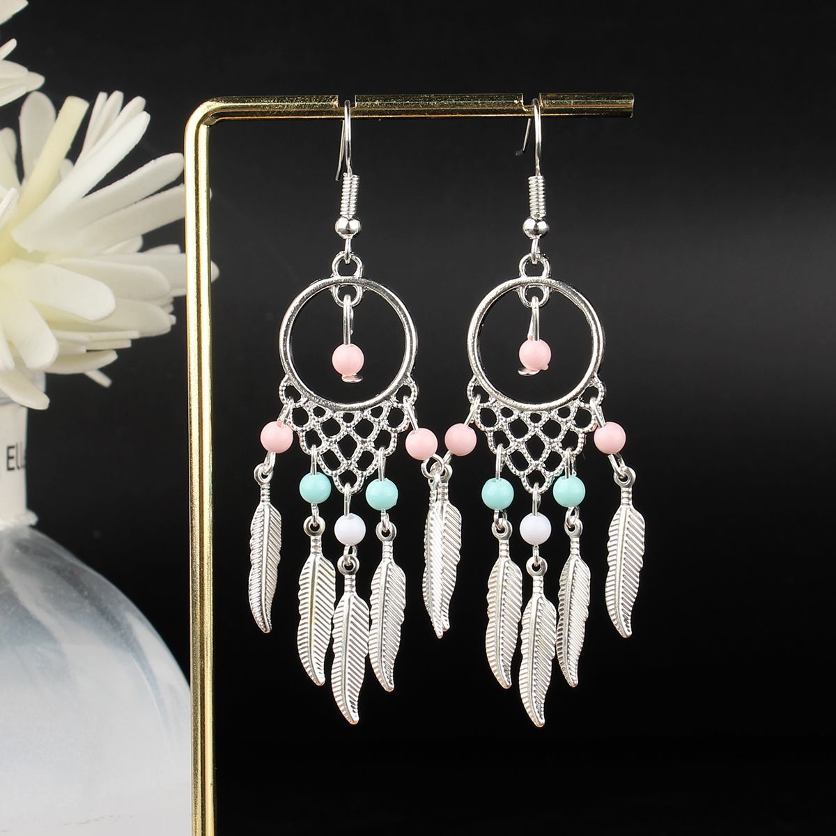 Ethnic Style Miao Sier Turquoise Tassel Earrings