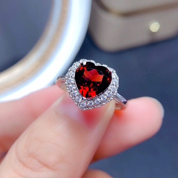 Broadcast Heart-shaped Simulation Pomegranate Ruby Open Rings