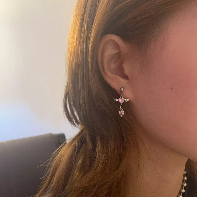 Personalized Creative Heart-shaped Wings Ear Angel Earrings