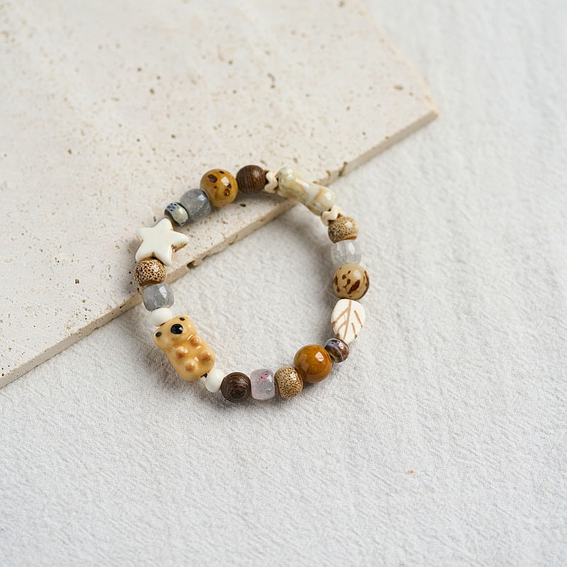 Women's Dopamine Color Ceramic Ancient Style Beaded Bracelets