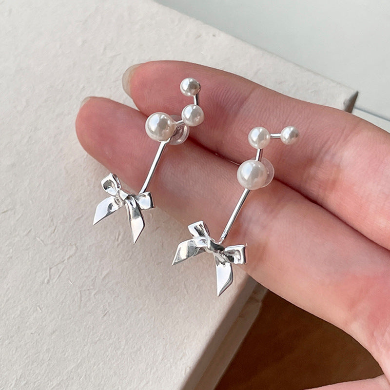 Bow French Style High Sense Niche Earrings