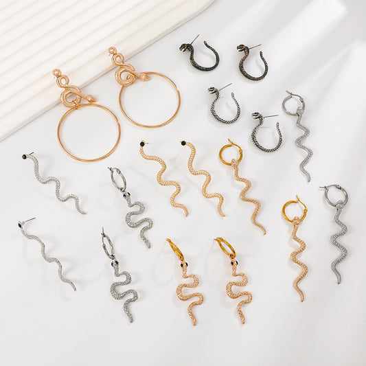 Personality Curved Snake Exaggerated Creative Punk Earrings