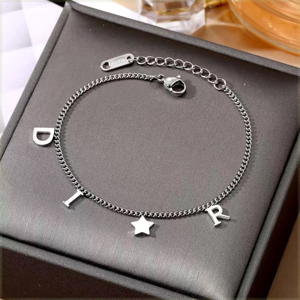 Women's Titanium Steel Letter Fashionable Adjustable Anklet Bracelets