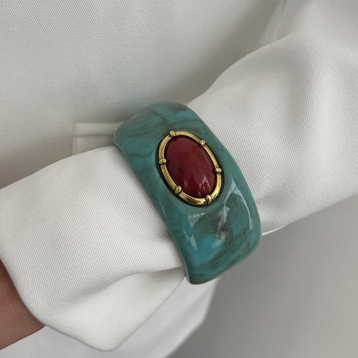Bohemian Style Inlaid Gemstone Resin Personality Blooming Bracelets