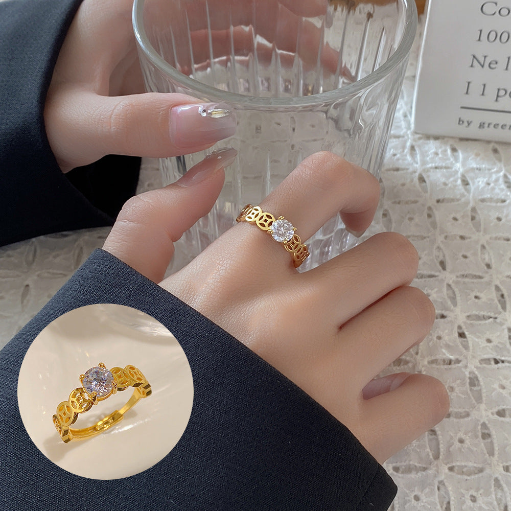 Style Simple Refined Zircon Female Niche Rings
