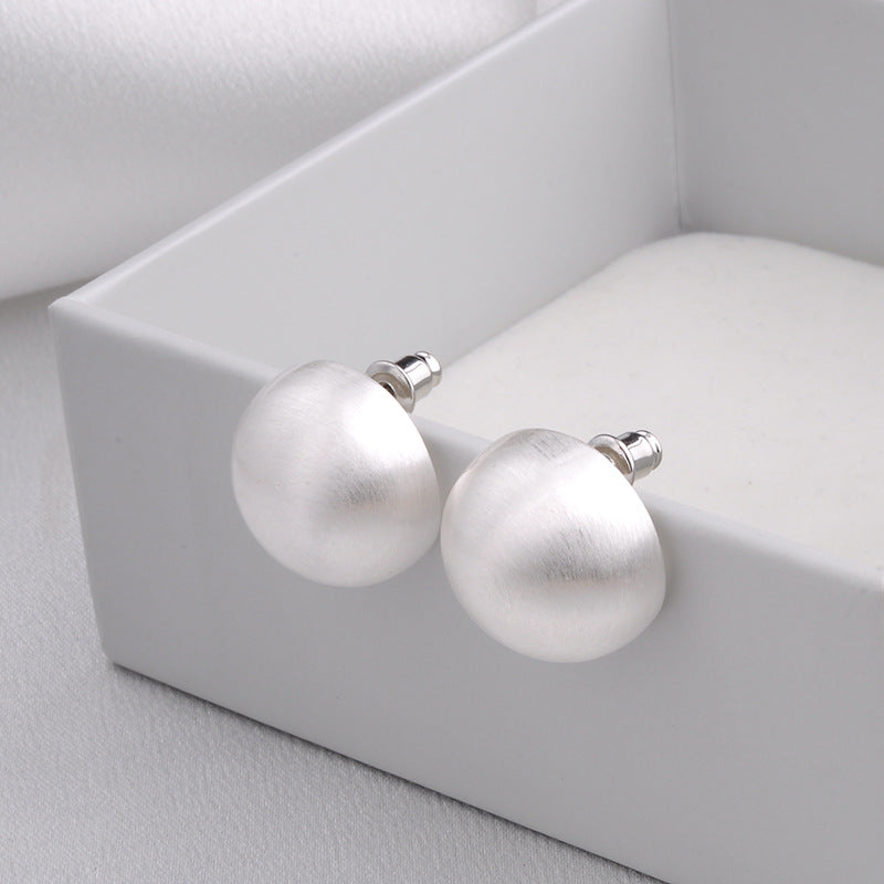 Minimalist Fashion Commuter Brushed Frosted Ball Triangle Earrings