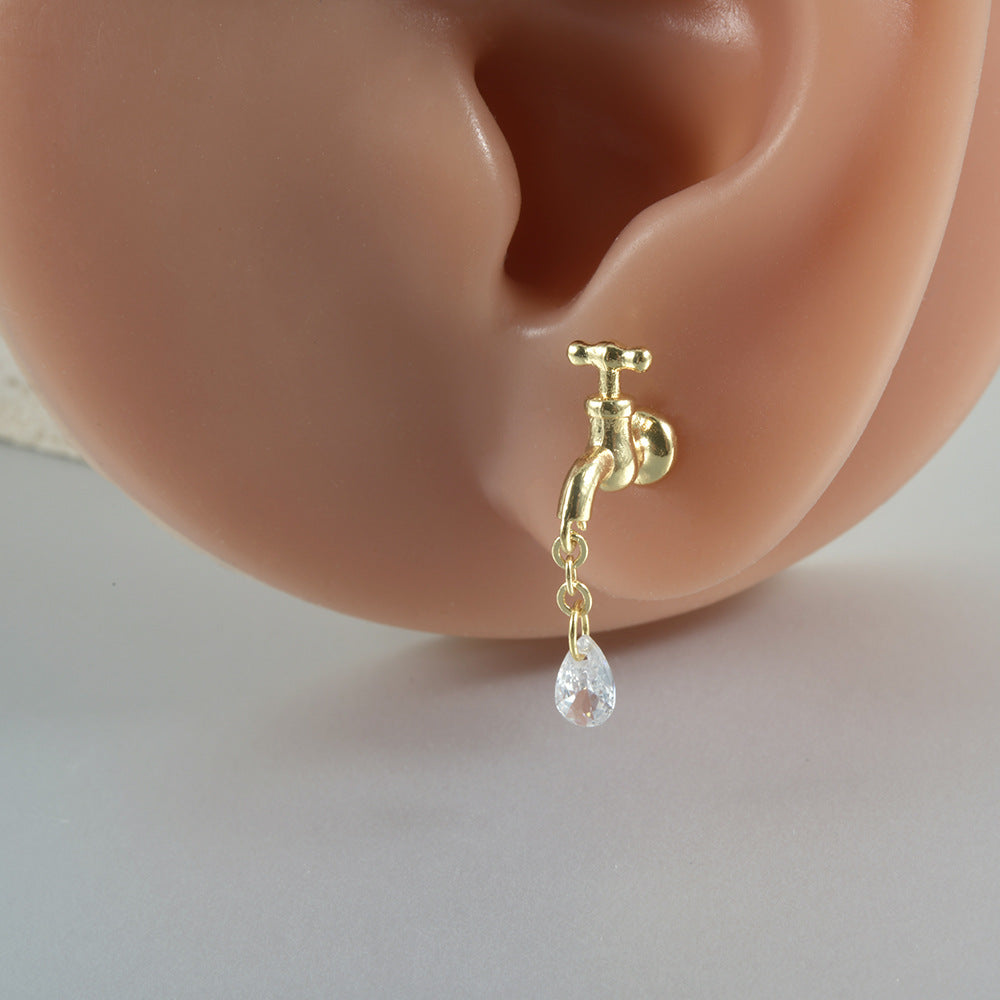 Twist Ball Screw Water Drop Ear Earrings