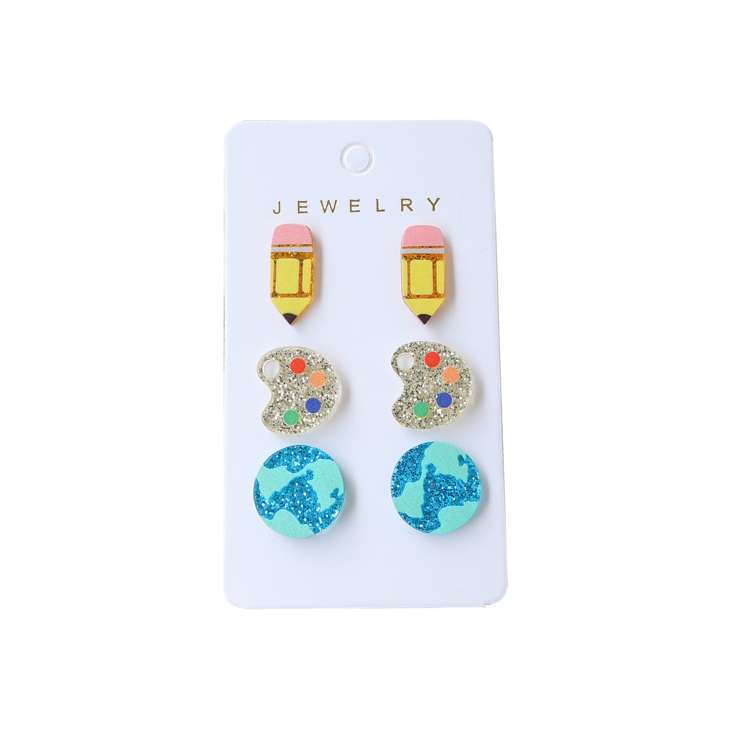 Three-piece Set Teacher's Day Opening Acrylic Cute Earrings