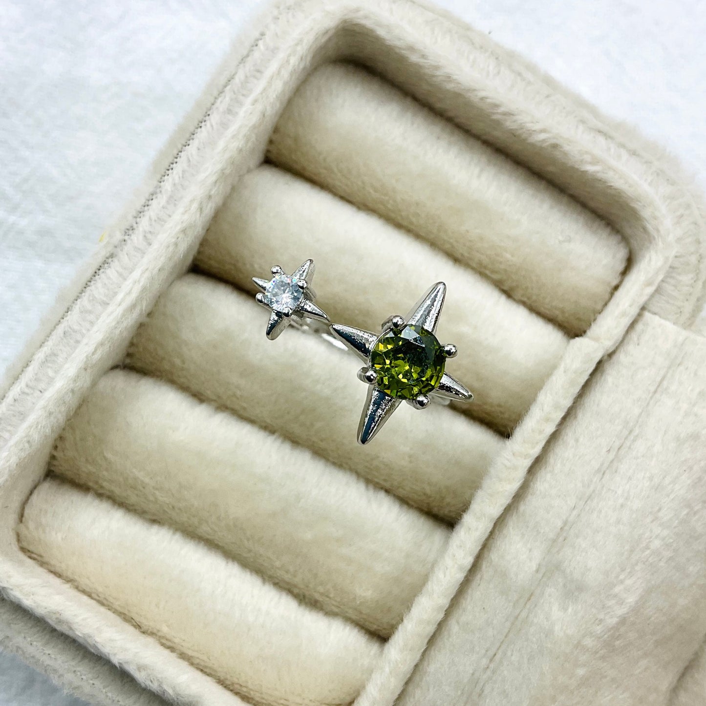 Stars Female Open High Sense Asterism Shining Zircon Dopamine Colored Ring