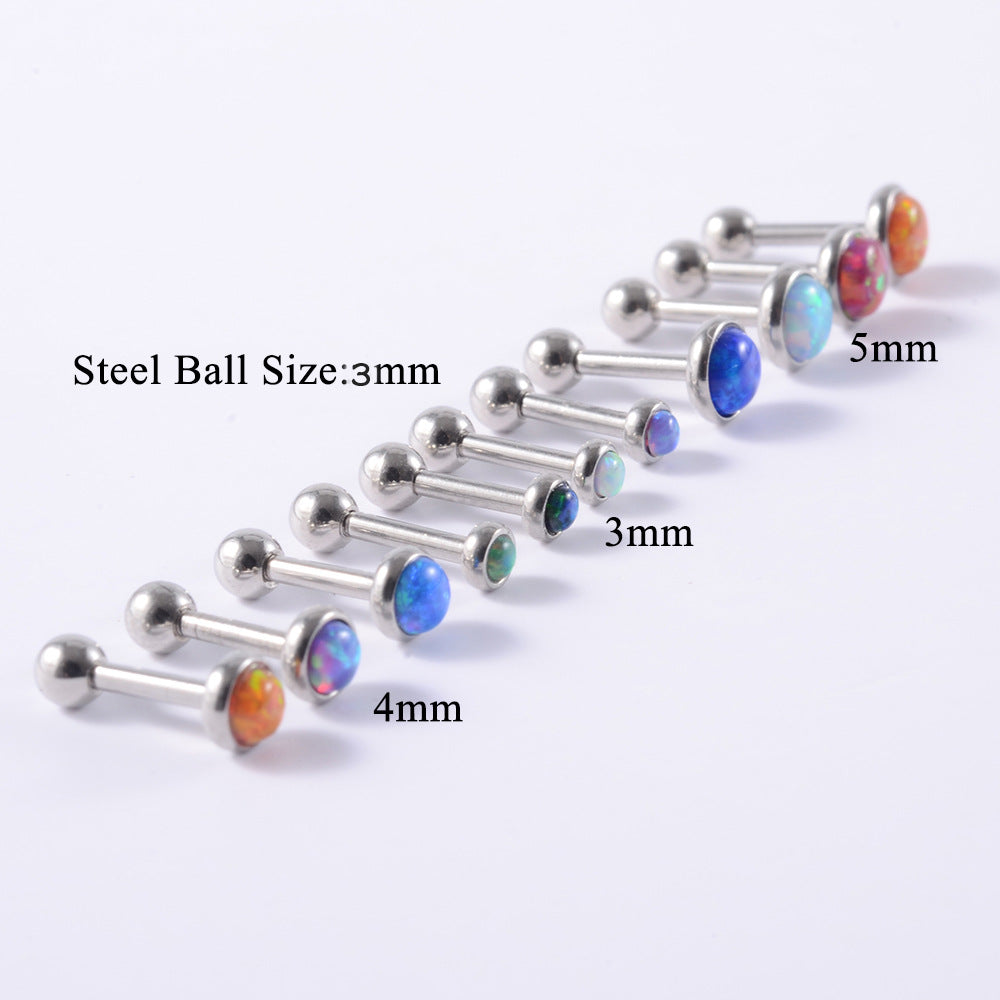 Steel Opal Puncture Fire Color Australian Earrings
