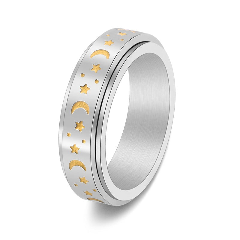 Women's Moon Luminous Rotatable Stainless Steel Classic Style Rings