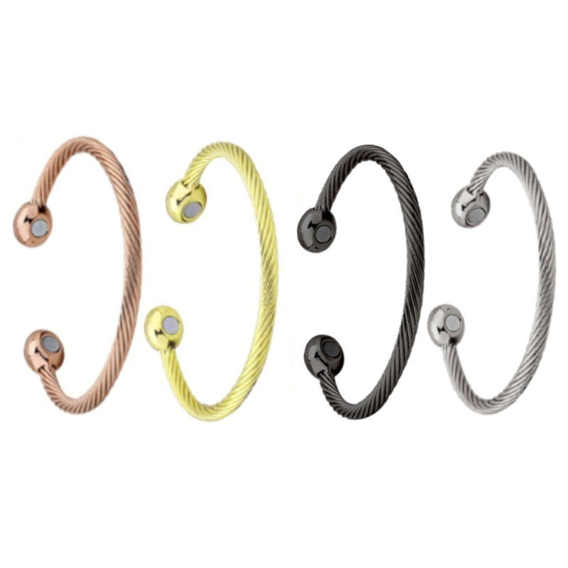 Women's Head Open Rose Gold Magnetic Twill Bracelets