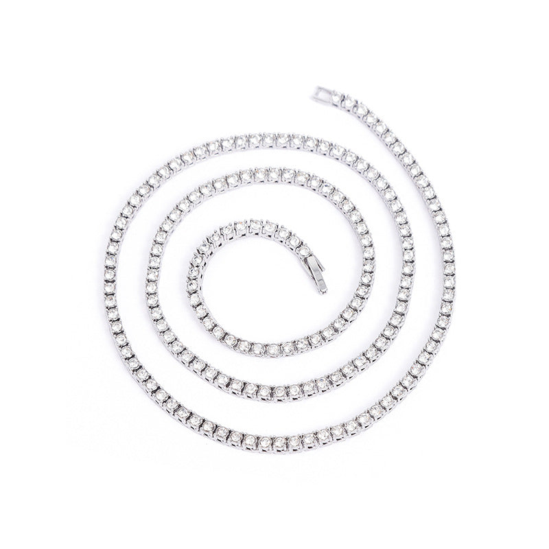 Women's & Men's Alloy Rhinestone Line Tennis Gold High-grade Necklaces