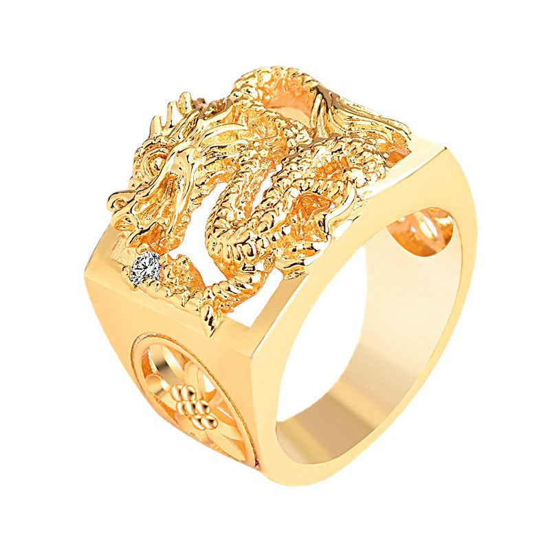 Men's Domineering Big Dragon Vietnam Placer Gold Rings