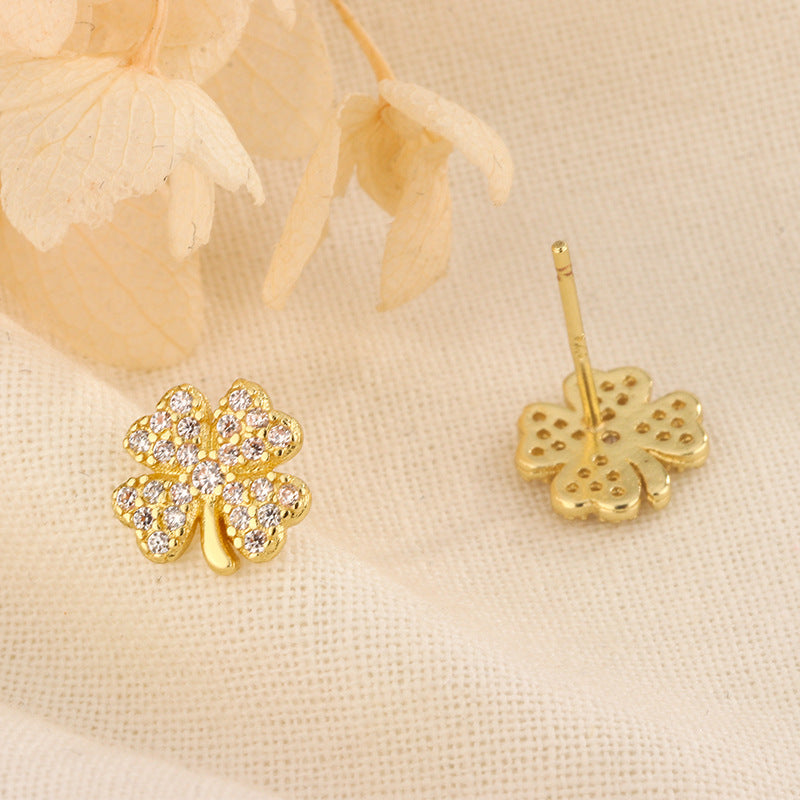 Women's Full Diamond Four Leaf Clover Ear Earrings