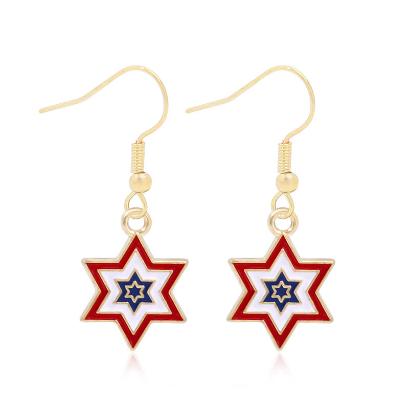 Alloy Dripping Oil Stars Stripes National Rings