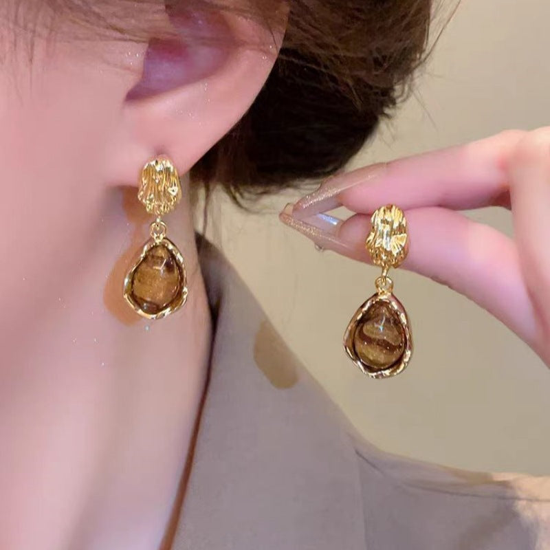 Women's Needle Coffee Color Series Design Sense Earrings