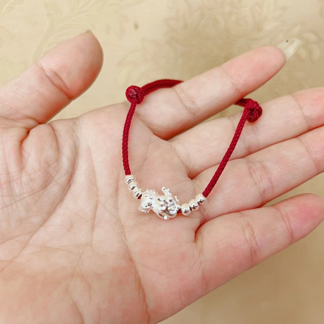 Women's National Style Pure Sier Woven Red Bracelets